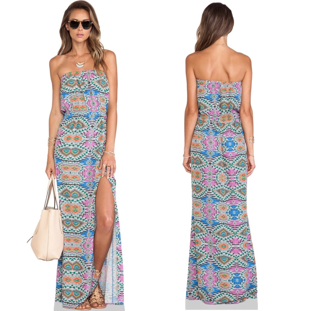 Lovers + Friends Dawn Mosaic Strapless Maxi Dress
